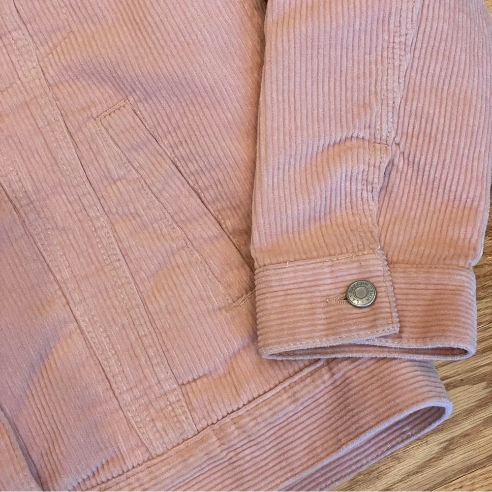 PacSun Pink Corduroy Sherpa Lined Trucker Jacket Faux Fur Oversized XS S - Picture 5 of 8